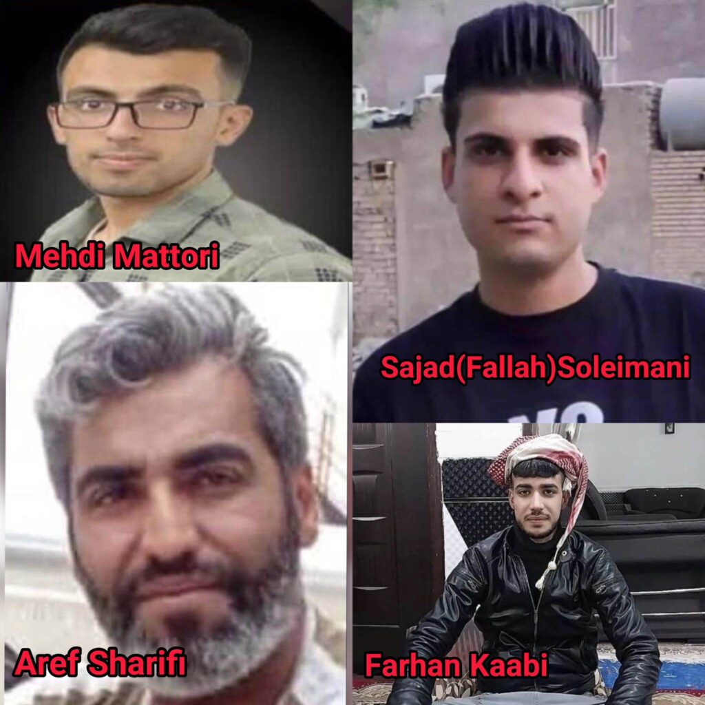  The faces of four more Ahwazi young men who fell victim of Iranian regime murder.